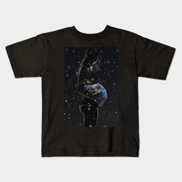 Get pregnant with the world Kids T-Shirt by DreamCollage